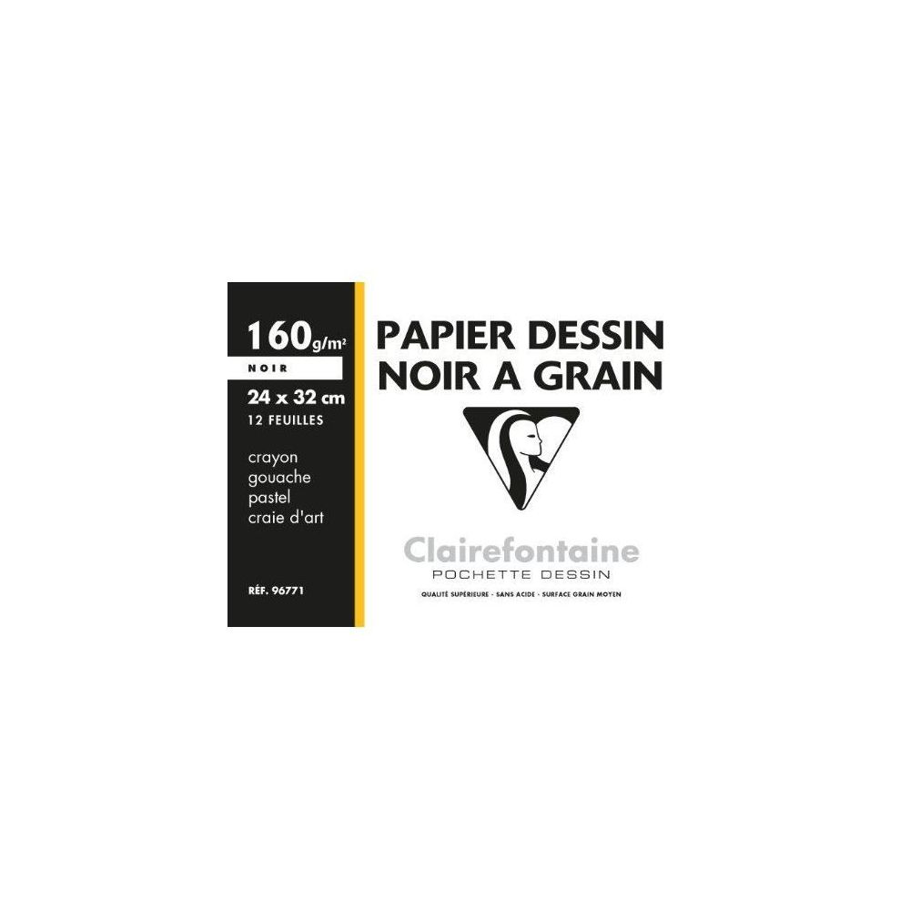 Papier dessin - 24x32cm - 160gr - 12 feuilles NOIR **