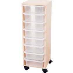 Chariot de rangement sur roulette + 8 bacs - D: 34 x 39 x H97cm