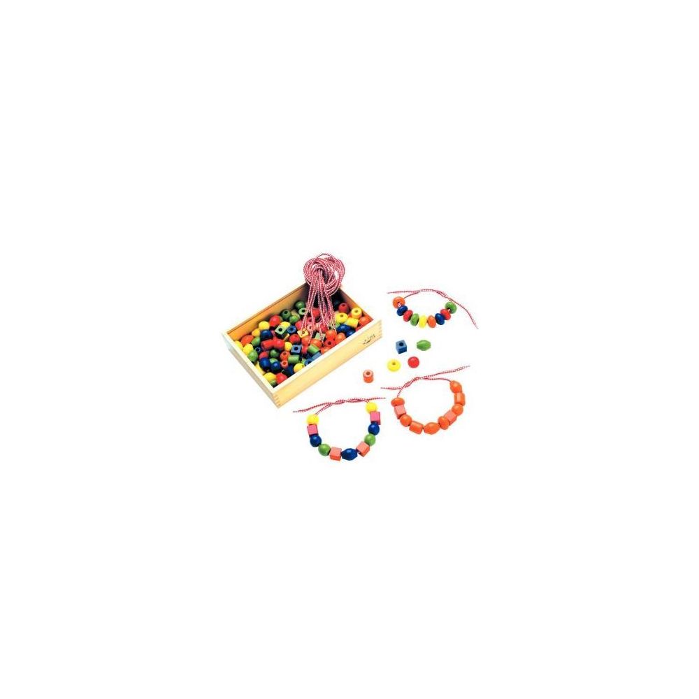 Perles en bois - Tailles/formes/couleurs assorties (Boîte de 130)