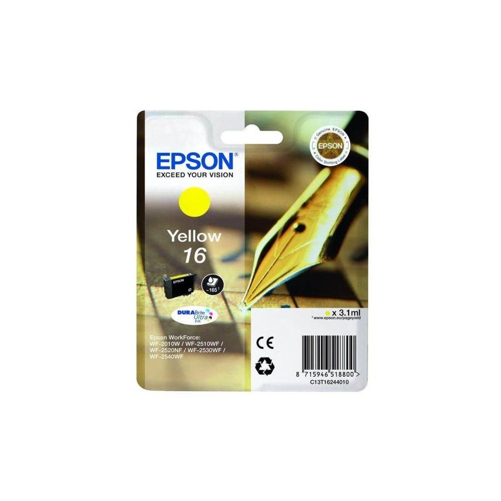Cart EPSON - N°16 - Stylo - Jaune - WF-2010W/2510/2520/2530/2540 - Z Cart EPSON - N°16 - Stylo - Jaune - WF-2010W/2510/2520/2530/2540 - Z