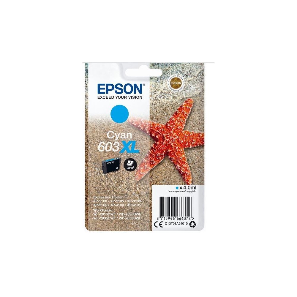 Cart EPSON - 603XL - Etoile de Mer - Cyan - 4 ml (350 p) // Cart EPSON - 603XL - Etoile de Mer - Cyan - 4 ml (350 p) //