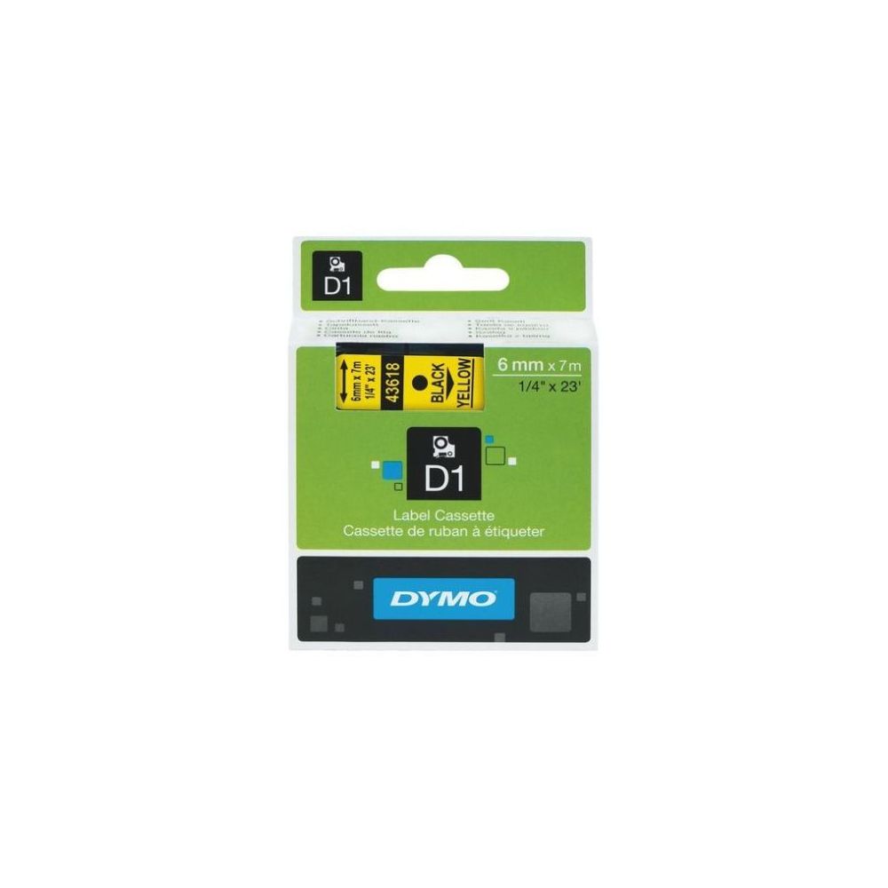 Ruban DYMO D1 - 06mm Noir/Jaune pour titreuse - 43618 (7 m) //