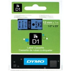 Ruban DYMO D1 - 12mm Noir/Bleu pour titreuse - 45016 (7 m) //