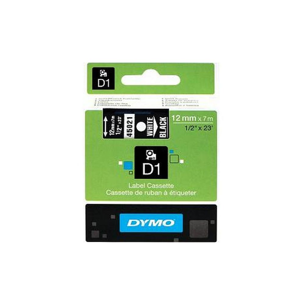 Ruban DYMO D1 - 12mm Blanc/Noir pour titreuse - 45021 (7 m) // Ruban DYMO D1 - 12mm Blanc/Noir pour titreuse - 45021 (7 m) //