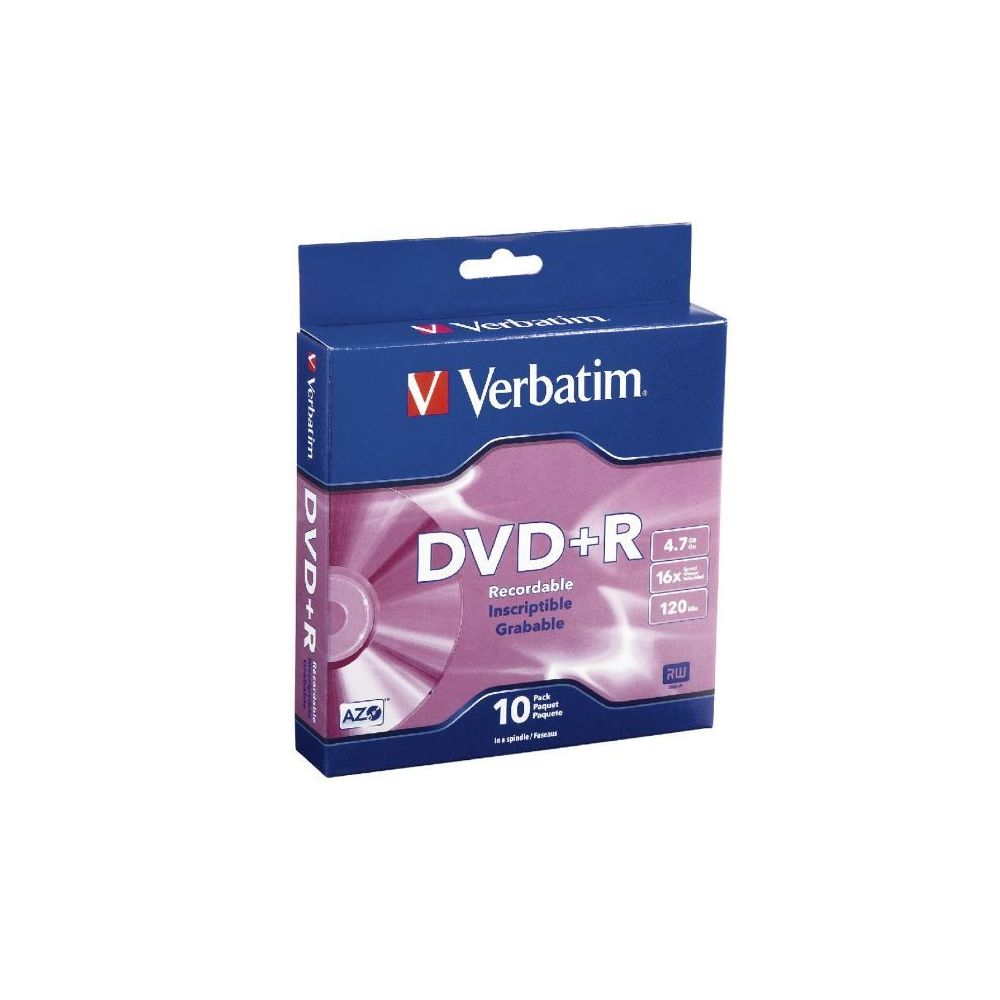 DVD+R VERBATIM 4.7 Go - Vitesse: 16X - Spindle box (par 10) DVD+R VERBATIM 4.7 Go - Vitesse: 16X - Spindle box (par 10)