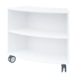 Biblio bois arrondie à roulettes L100xH90x40cm -1 étagère 70422 BLANC