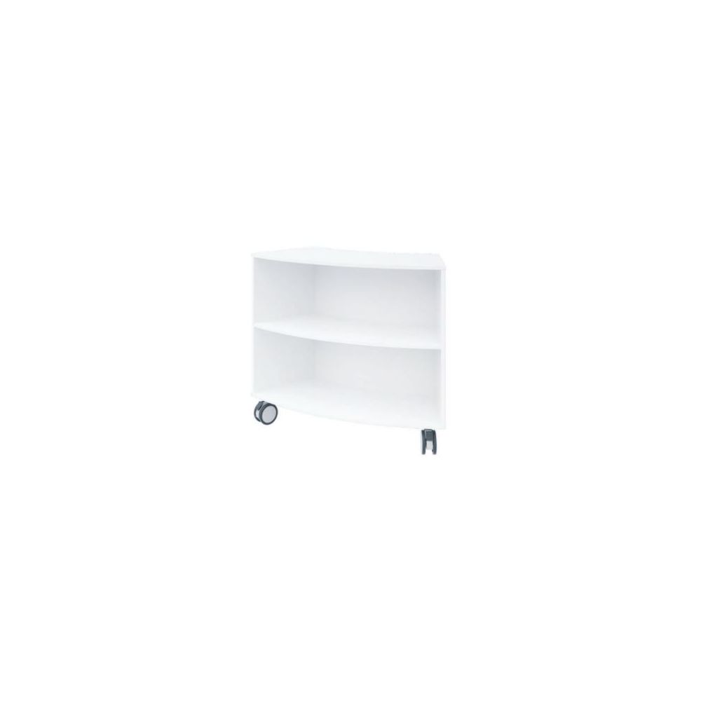 Biblio bois arrondie à roulettes L100xH90x40cm -1 étagère 70422 BLANC