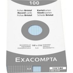 Fiches Bristol - A5 - 205g - 5x5 - 100f - EXACOMPTA - BLEU //