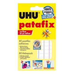 Pate adhésive UHU PATAFIX - Carte de 80 pastilles BLANCHES - Z