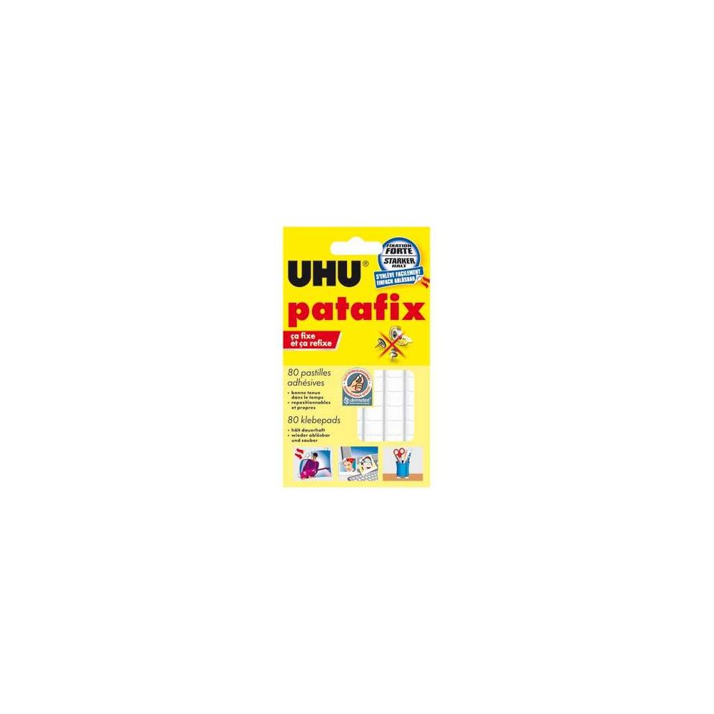 Pate adhésive UHU PATAFIX - Carte de 80 pastilles BLANCHES - Z