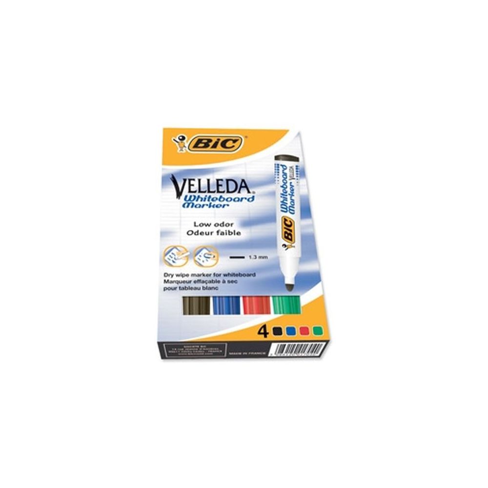 Marqueur effaç. BIC VELLEDA 1701 Recyclé  Ogive 1.8mm  4 COULEURS //