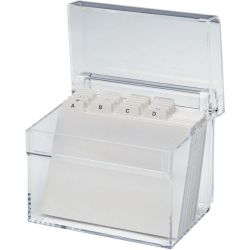 Boîte à fichier transparent - A7 - 100 fiches et Registre Alpha. **