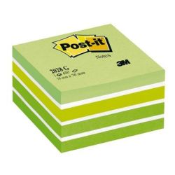 Bloc Cube reposition, 76 x 76mm - POST-IT - 450 f- Aquarelle VERT- Z