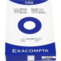 Fiches Bristol 12.5 x 20cm 205g Uni 100 f BLANC