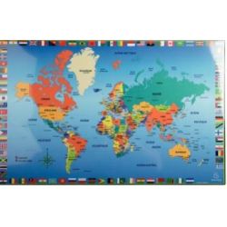 Sous-Main CARTE DU MONDE - Carton recouvert PVC - 37 x 58 cm