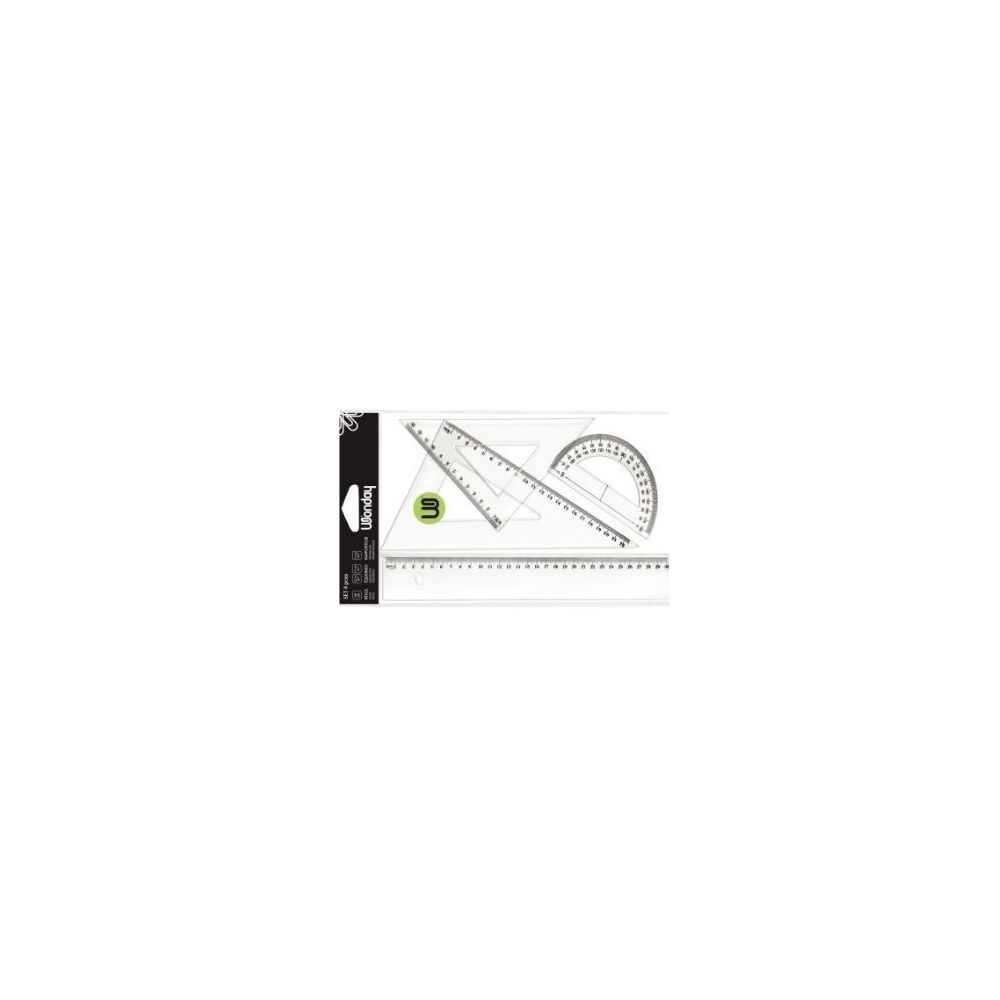 Kit Géométrie WONDAY (1 Règle 30cm 2 Equerres 60&45° Rapporteur) //