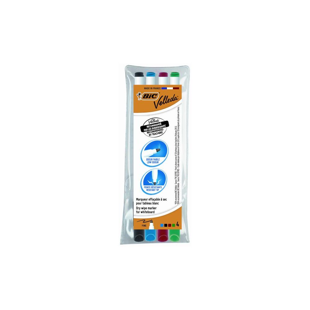 Marqueur effaç. BIC VELLEDA 1721 - Ogive fine 1.5mm - 4 COULEURS  //