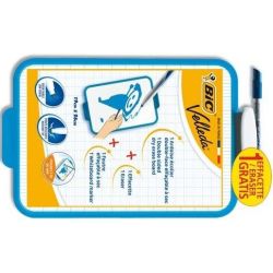 Ardoise blanche VELLEDA 19 x 26cm + Feutre BIC 1721 Fin Bleu //