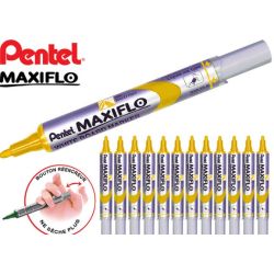 Marqueur effaç. PENTEL MAXIFLO MWL5S-G - Ogive 1.2mm - JAUNE 