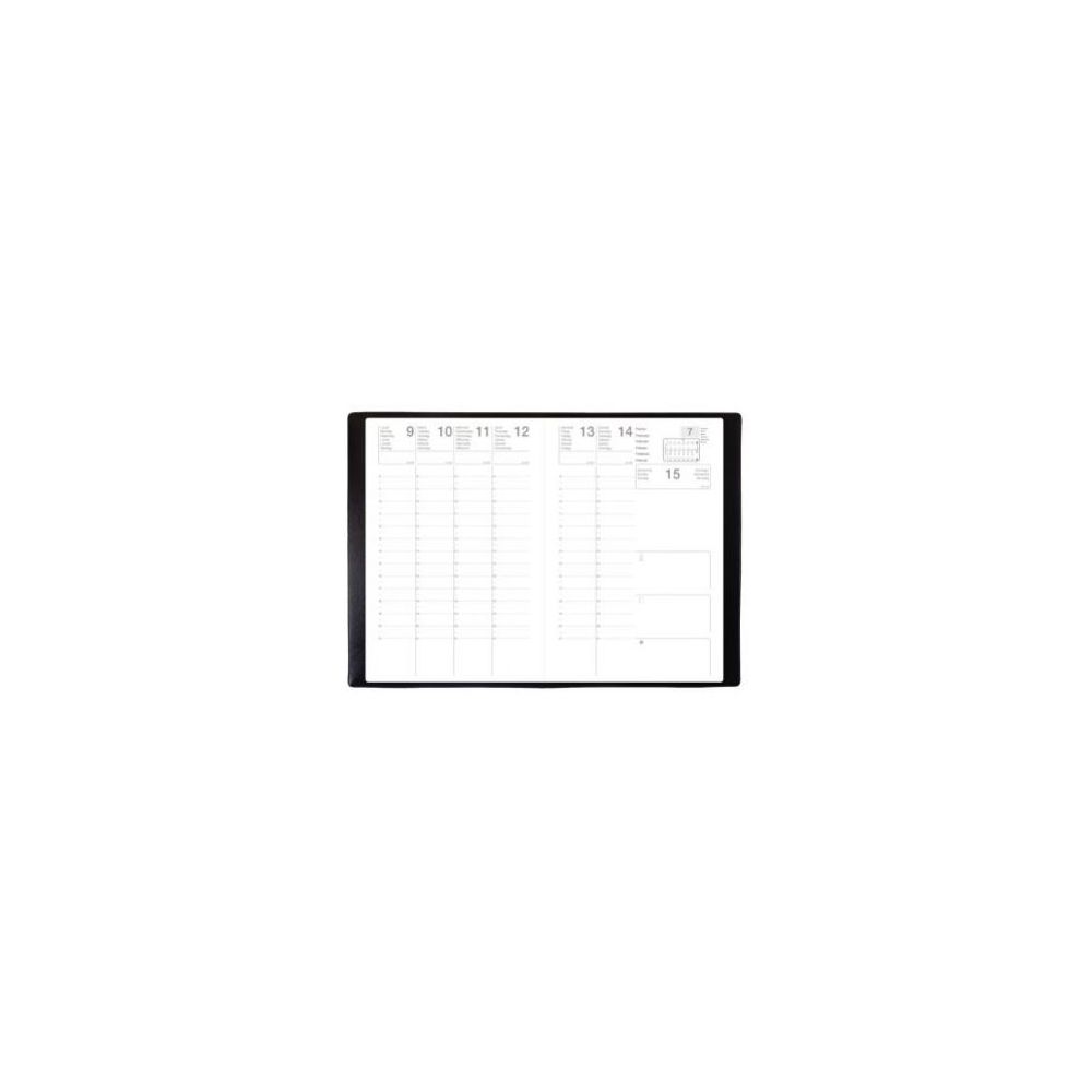 Semainier 2025 - 21x27cm - Piqûre - Couv PVC Grainé - NOIR ** Semainier 2025 - 21x27cm - Piqûre - Couv PVC Grainé - NOIR **