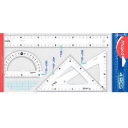 Kit Géométrie MAPED (1 Règle 30cm + 2 Equer 60°/45° + Rapporteur) **