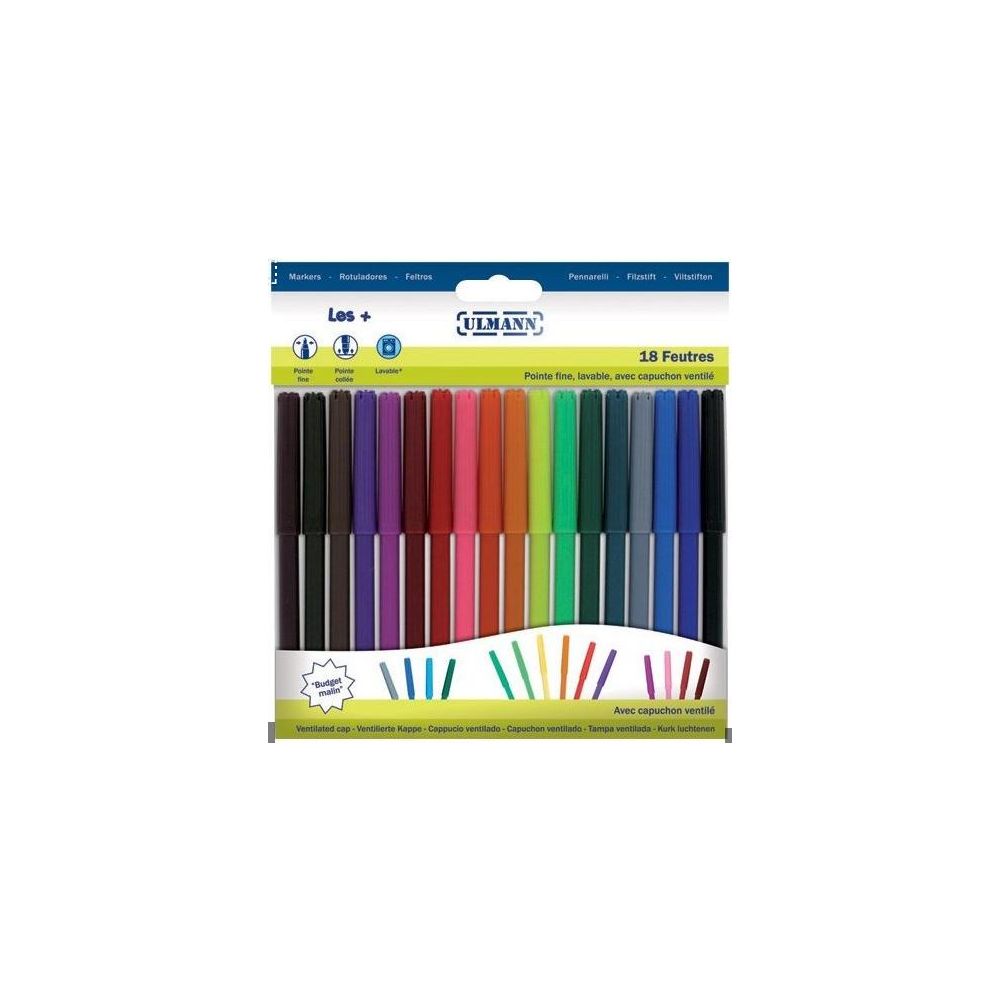 Feutre Couleur ULMANN - Ogive fine (Pochette 18 couleurs) ** Feutre Couleur ULMANN - Ogive fine (Pochette 18 couleurs) **