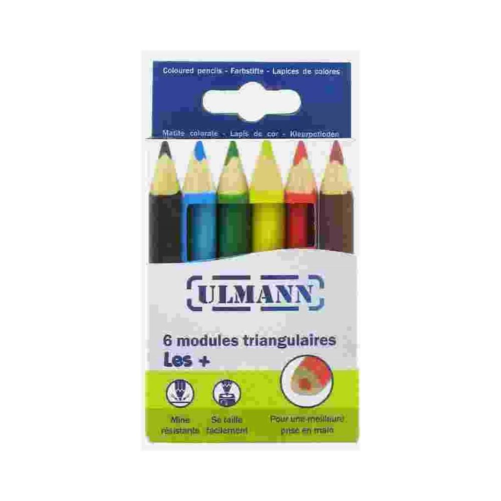 Crayon Couleur (Mini 9 cm) ULMANN triangulaire - Boîte de 6 couleurs