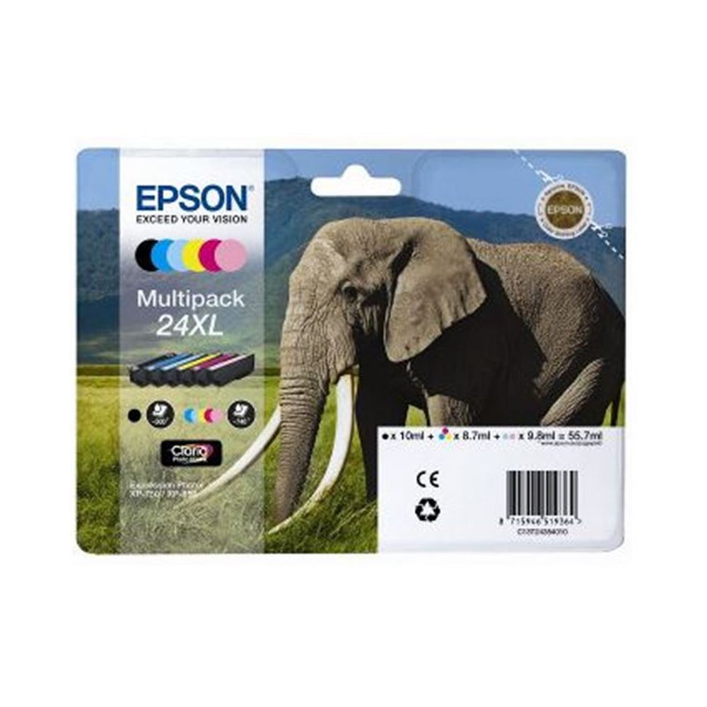 Cart EPSON - N°24XL - T2438 - Eléphant - Noir + couleurs
