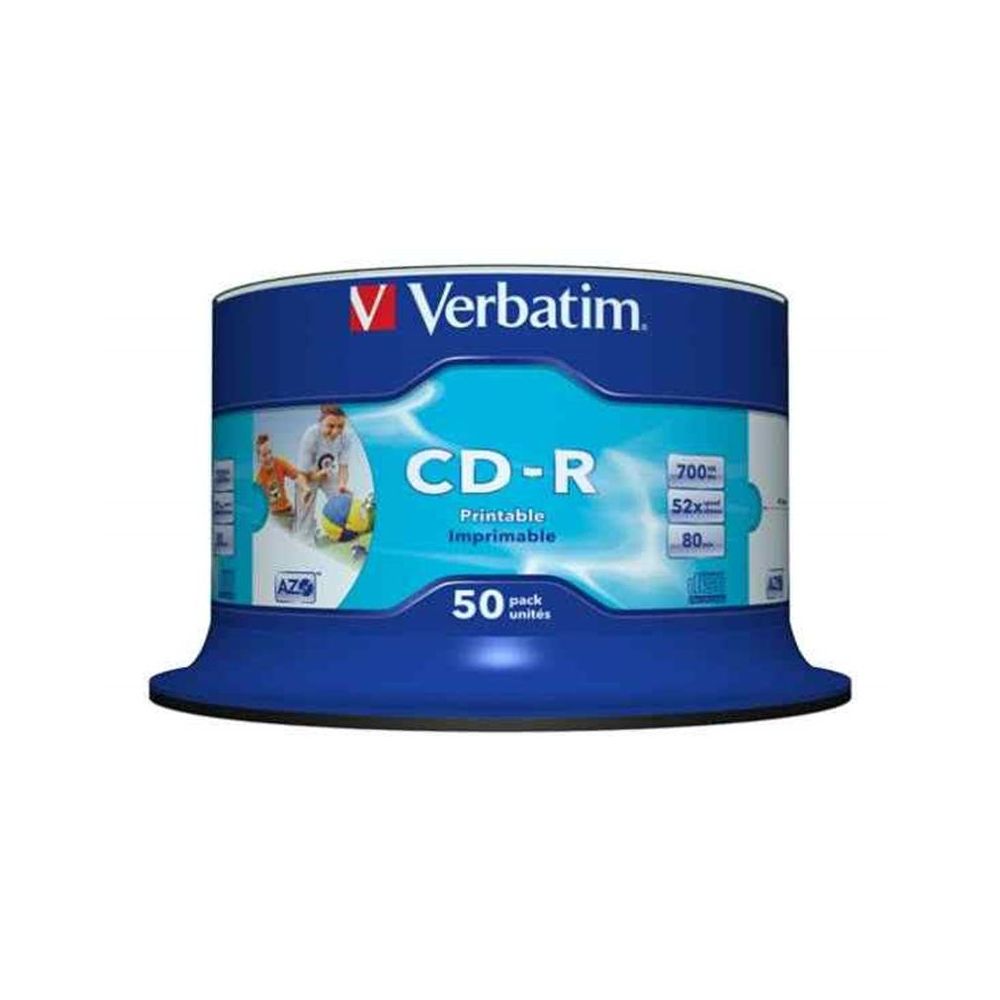 CD-R VERBATIM imprimable 52 X - 700 Mo/80mn -Spindle box (50 CD)