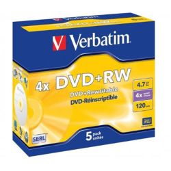 DVD+RW VERBATIM 4.7Go - Vitesse4x - Jewel Case (par 5)