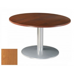 Table poly. ronde Ø120 cm coloris Merisier / Pieds Tulipe Gris Alu