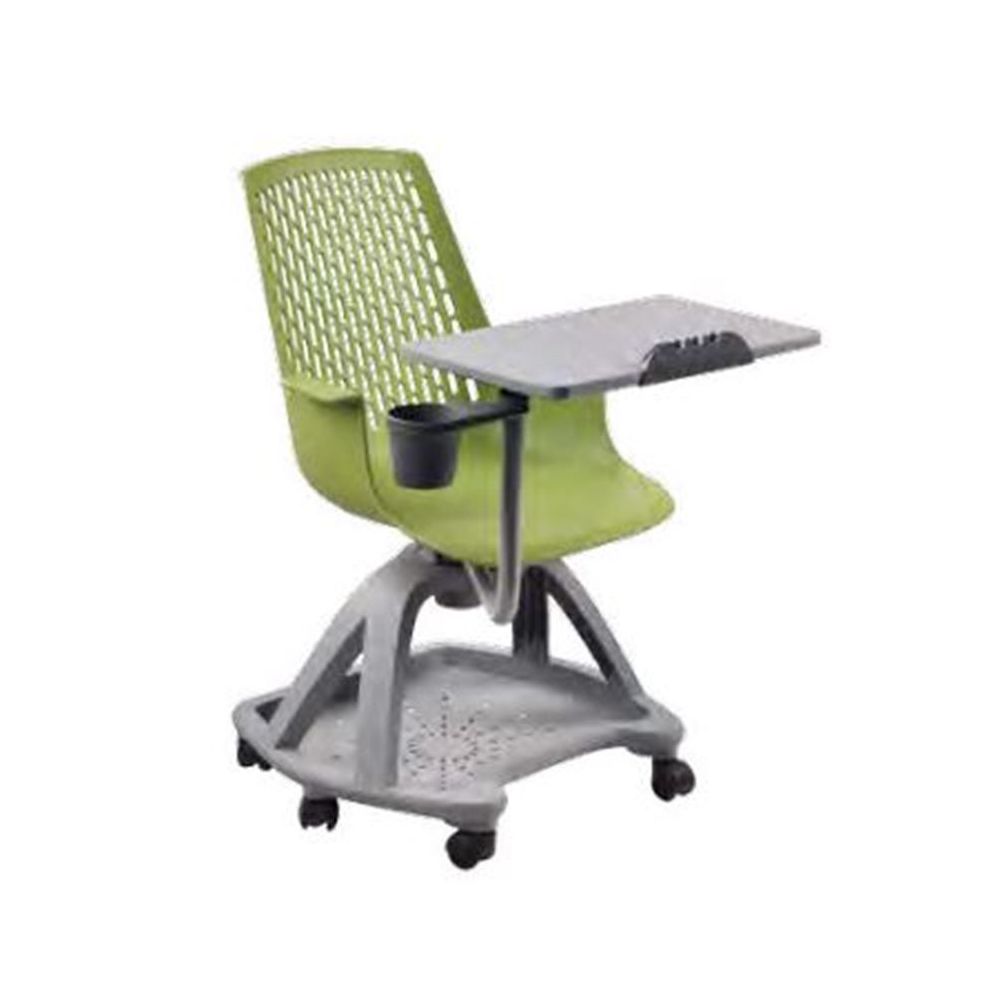 Chaise Scolaire Vert & Grise à roulettes + Tablette - H assise 44cm