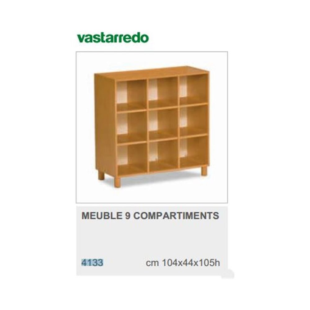 Bibliothèque en bois  9 compartiments - Dim : 104 x 105 cm -  P44 cm