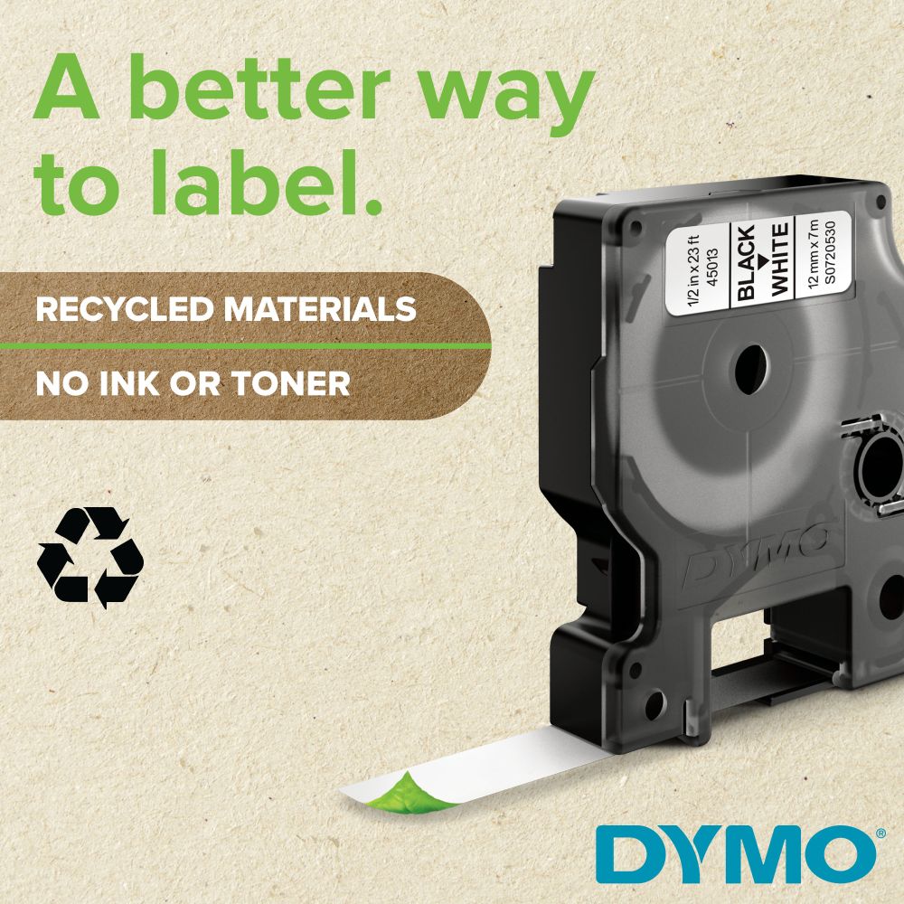 Étiquettes pour étiqueteuse D1 DYMO 12 mm noir et blanc - Recharge