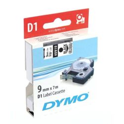 Ruban DYMO D1 - 09mm Noir/transparent pour titreuse - 40910 (7 m)