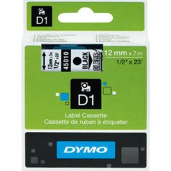 Ruban DYMO D1 - 12mm Noir/transparent pour titreuse - 45010 (7 m)