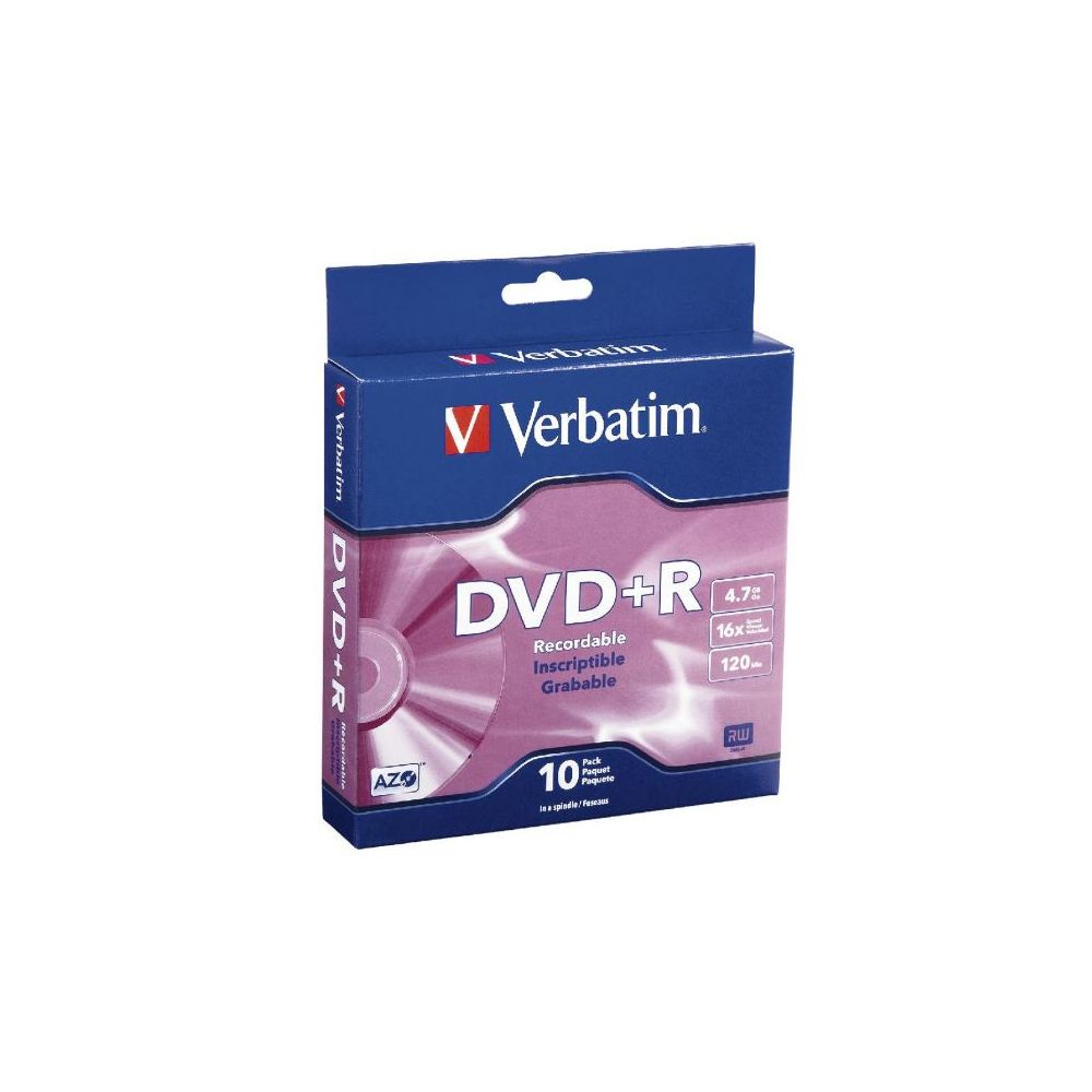 DVD+R VERBATIM 4.7 Go - Vitesse: 16X  - Spindle box (par 10)