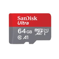 Carte mémoire MicroSDHC  64Go - Classe 10 - SANDISK + adaptateur