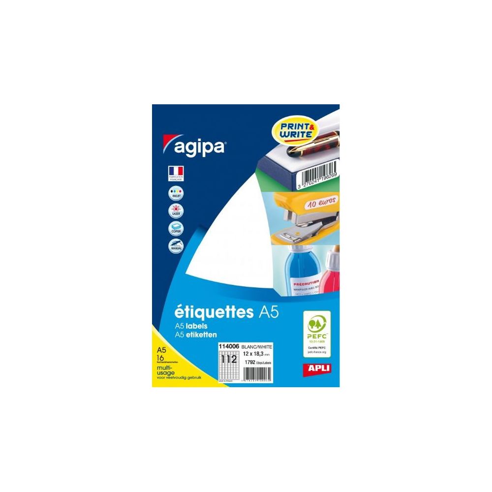 Agipa etiquettes pour étiquetteuse, 26 x 16 mm