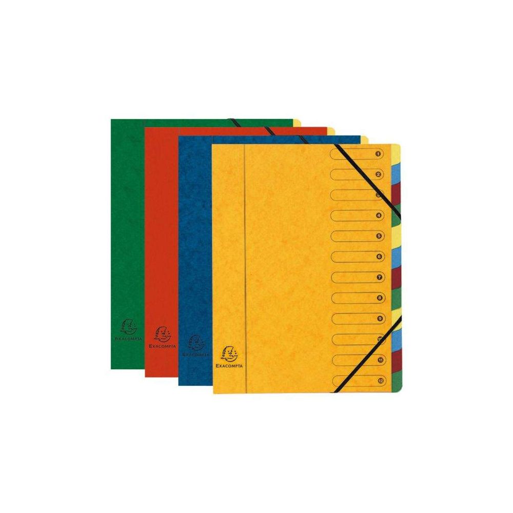 Trieur Carte lustrée - Elastiques - 12 compartiments - EXACOMPTA