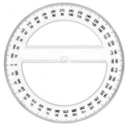 Rapporteur Plastique - Cercle 360° - Diamètre de 12 cm