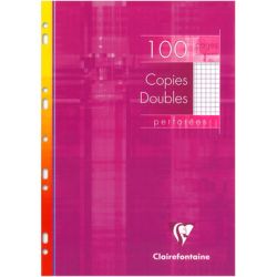 Copies Doubles 90gr A4 5 x 5 Perf. 100 pages  CLAIREFONTAINE