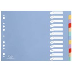 Intercalaires PVC A4 Maxi 12 touches 30/100ème Couleur pastels