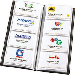 Porte cartes de visite en PVC aspect Cuir - 128 cartes - NOIR