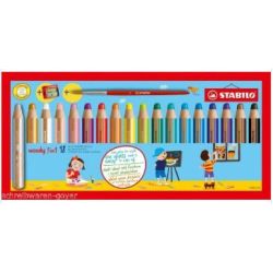 Crayon Couleur tous supports Effaçable STABILO Woody - 18 COUL + T.CR