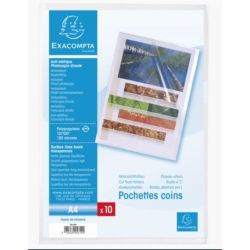 Pochette Coin 12/100ème A4 -  Boite de 10 - INCOLORE LISSE EXACOMPTA