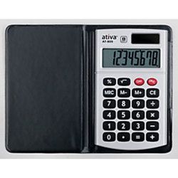 Calculatrice de poche 08 chif. ATIVA AT809 - 7 X 12cm - SOL./PILE