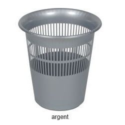 Corbeille papier en plastique ronde ajourée - 12 litres - ARGENT
