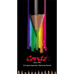 Crayon Couleur CONTE Aquarellable - 12 couleurs boite métal