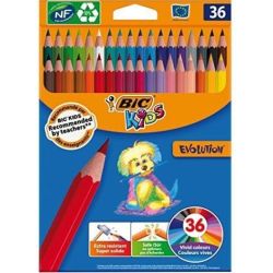 Crayon Couleur BIC EVOLUTION Recyclé - Pochette de 36 couleurs